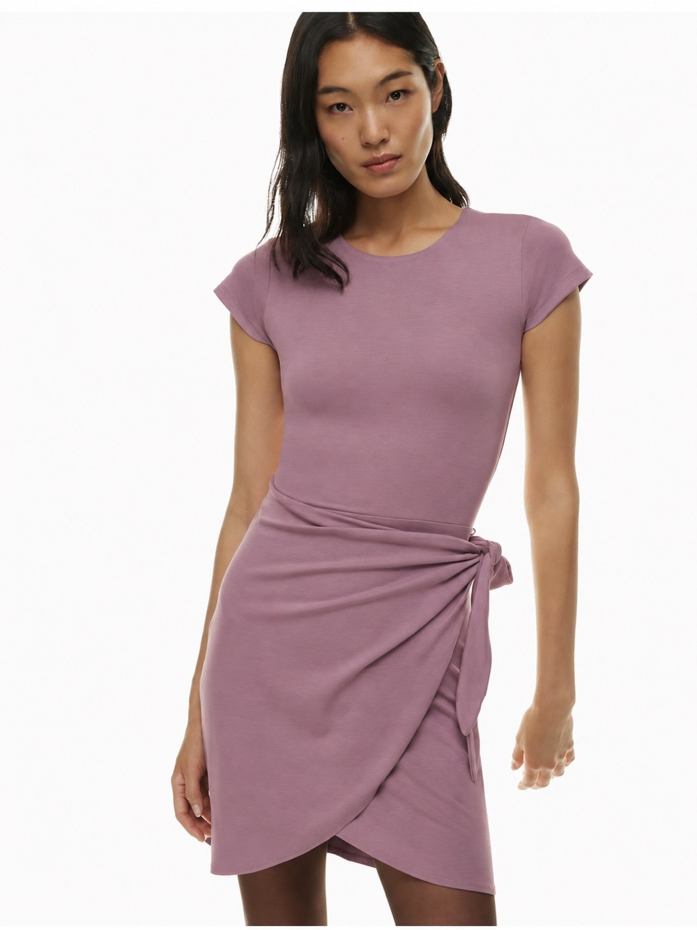Wilfred Mauve Tie-Side Short Sleeve Mini Dress
